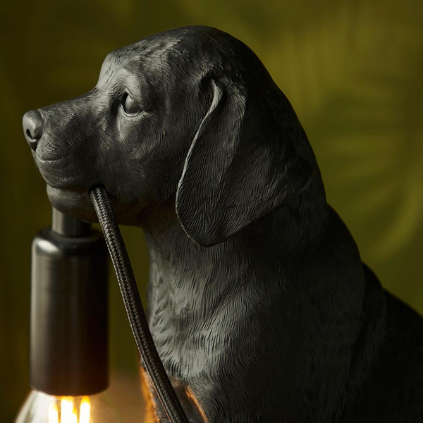 Lampka na szafkę pies 107365 Endon labrador stołowa czarna