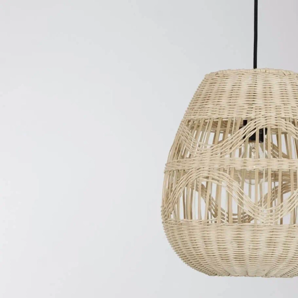 Pleciona lampa wisząca REYNOSA LE42949 nad łóżko beżowa czarna