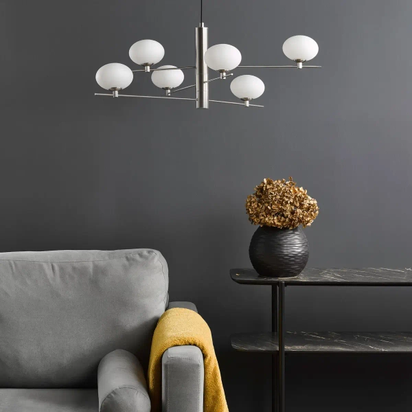 Wisząca lampa kulista Jasper JAS0646 kule do jadalni nikiel biała