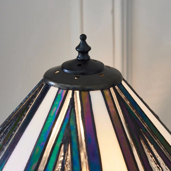 Szklana lampa nocna Astoria 63939 witrażowa do sypialni brązowa kolorowa