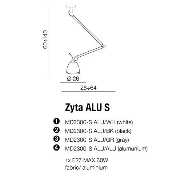 Industrialna lampa wisząca Zyta AZ2298+AZ2593 metalowa do holu aluminium