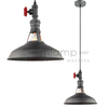 Industrialna LAMPA wisząca GARIBALDO MDM-2781/1 GR+BK Italux metalowa OPRAWA zwis zawór szary