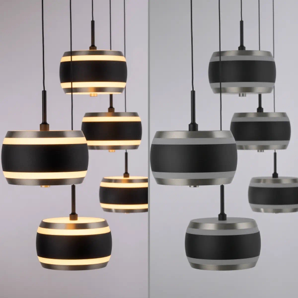 Opuszczana lampa wisząca góra-dół PURE FALLING RINGS czarna 2504-18 5x LED 8W 2200-5000K