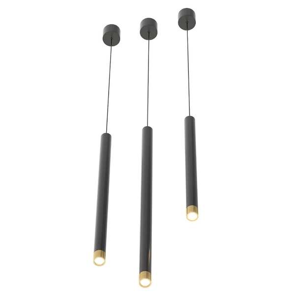 Czarna lampa wisząca Q I pojedynczy zwis tuba nad łóżko