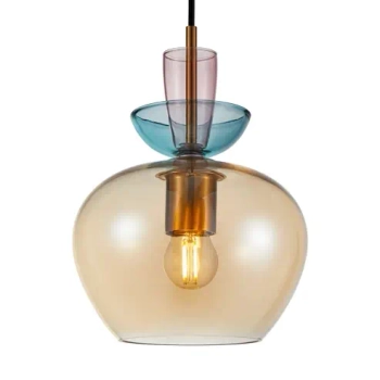 Szklana wisząca lampa Fanda PND-31882-1-GD-AMB bursztynowa