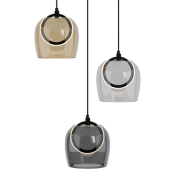 Potrójna lampa wisząca 23081 LED 18W 3000K do jadalni czarny bursztynowy