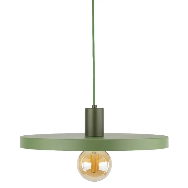 Metalowa zwisająca lampa Sila 10762 dysk na kablu zielony