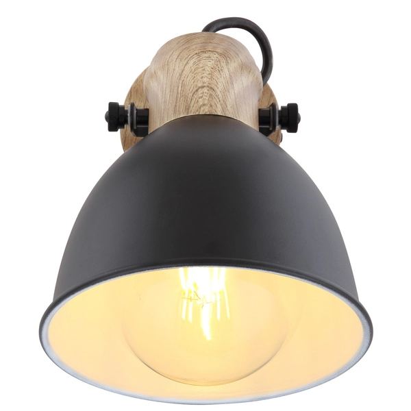 Regulowana LAMPA ścienna WIHO 54018-1S Globo metalowa OPRAWA kinkiet reflektorek czarny drewno