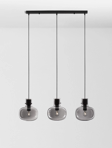 3-punktowy żyrandol pokojowy Padre loft czarny przydymiony