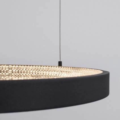 Wisząca LAMPA glamour MORON LE41723 Luces Exclusivas metalowa OPRAWA pierścień ZWIS LED 37W 3000K z krysztakami czarny