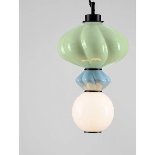 Szklana lampa wisząca CASURNO LE45220 LED 8W 3000K zielona niebieska