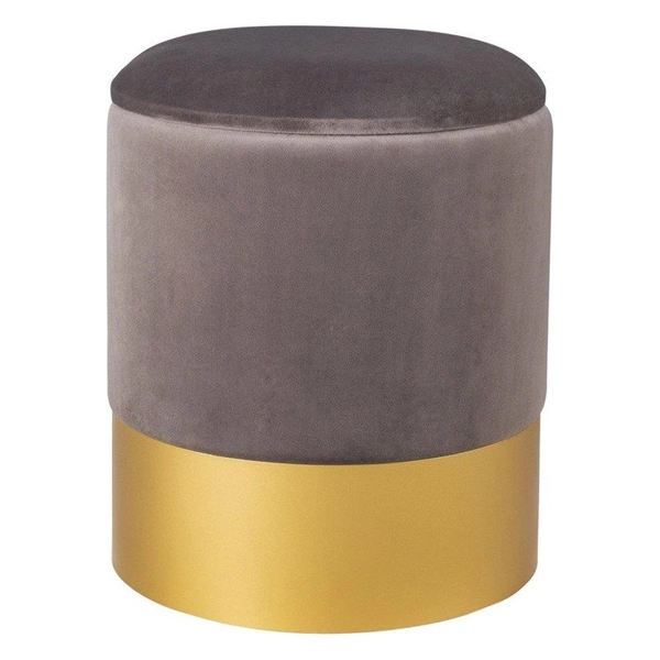 Okrągły puf glamour Velvet VWF17B00B-S-S Moos welur złoty szary