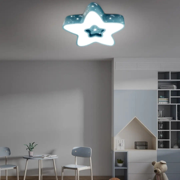 Plafon dziecięcy 408 LED 36W 3000-6500K gwiazda z pilotem niebieska