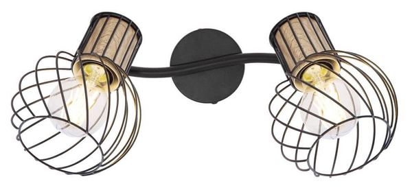 Lampa sufitowa regulowana Luise 54012-2S czarna drewno
