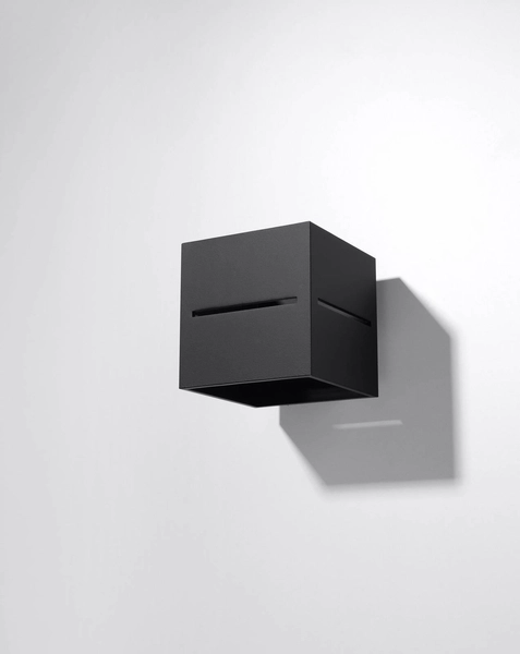 Kinkiet LAMPA ścienna SL.0204 metalowa OPRAWA kostka cube przyścienna czarna