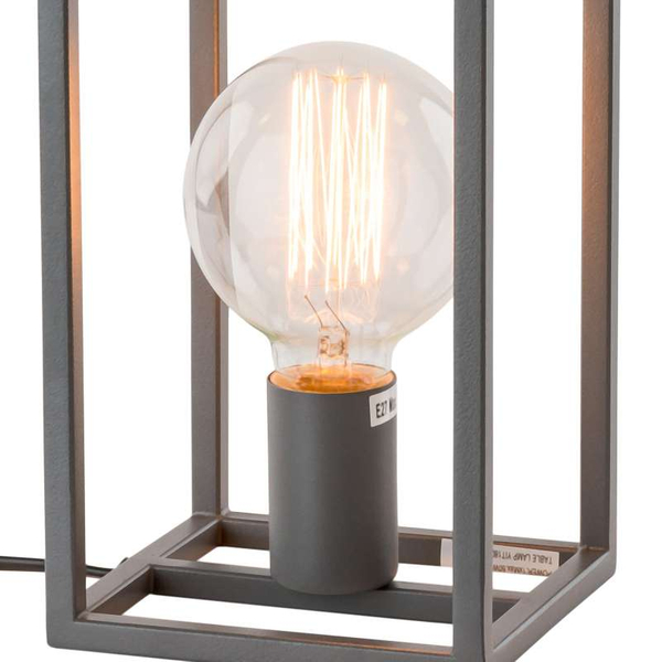 Stojąca LAMPKA nocna SIGALO MT-BR4366-T1 GR Italux stołowa LAMPA industrialna klatka loft szara