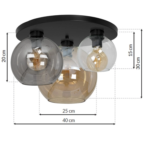 LAMPA sufitowa SOFIA MLP6589 Milagro loftowa OPRAWA szklane kule multikolor