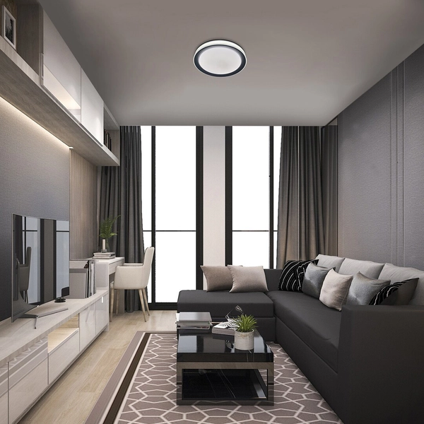 Okrągła lampa sufitowa Everest LED 40W 2700-6500K z pilotem srebrna