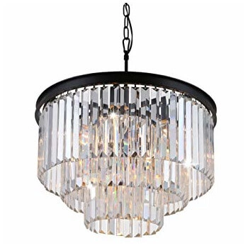 Wisząca lampa kryształowa CGHEREFALLZWIS czarna na łańcuchu