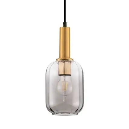 Zaokrąglona wisząca lampa QUERISA LE45215 do salonu złota