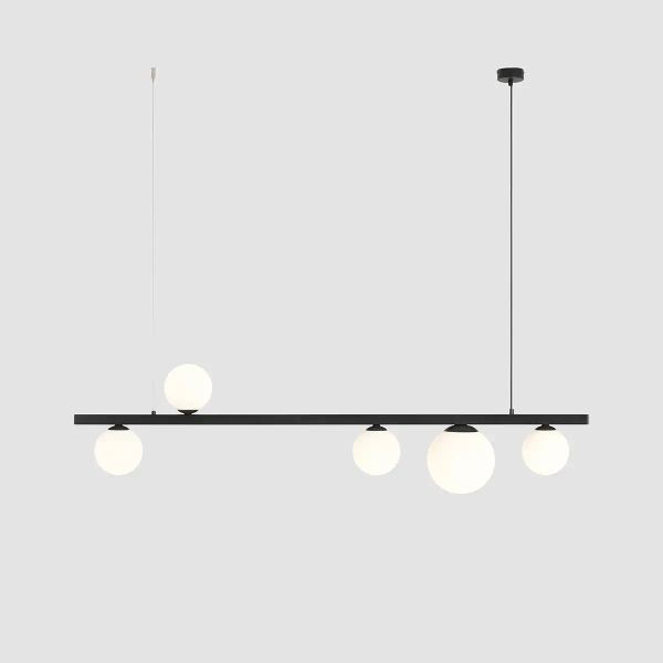 Wisząca lampa salonowa Libra 1099F1 Aldex listwa z kulami czarna biała