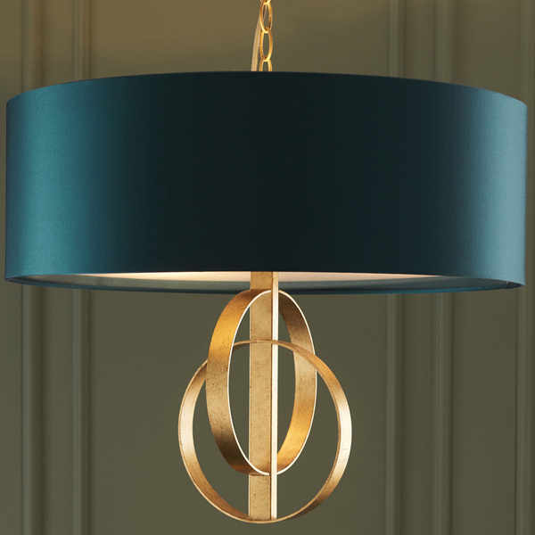 Zwisowa lampa abażurowa L&-195220 Light& morska złoto przecierane