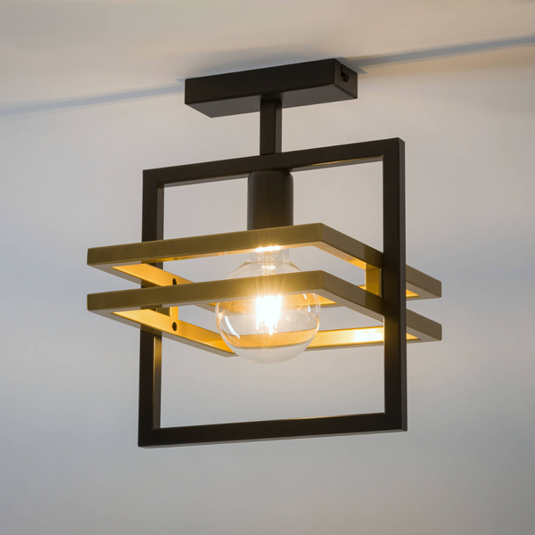 Sufitowa lampa metalowa Merci do przedpokoju czarna złota