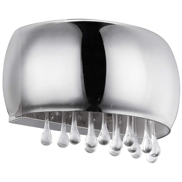 Ścienna LAMPA glamour KALLA 15809W Globo szklana OPRAWA kinkiet z kryształkami przezroczysty przydymiony chromowany