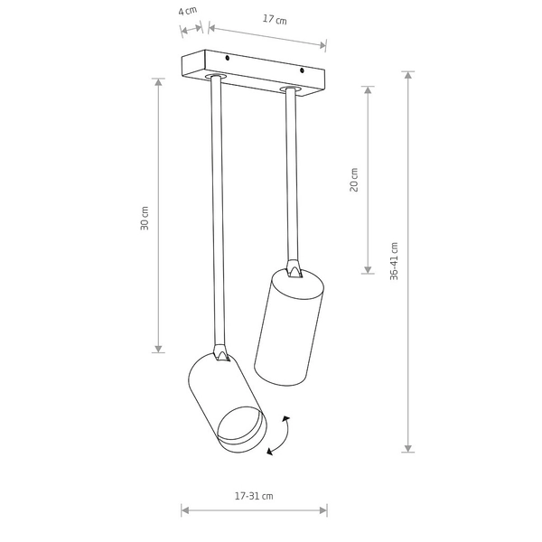 Lampa stropowa 2-płomienna Mono 7672 kuchenna nad wyspę biała