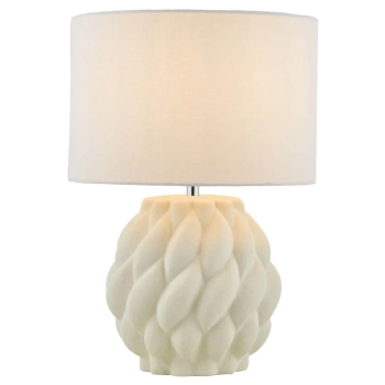 Nocna lampka z abażurem Idonia IDO422 do sypialni tkaninowa biały