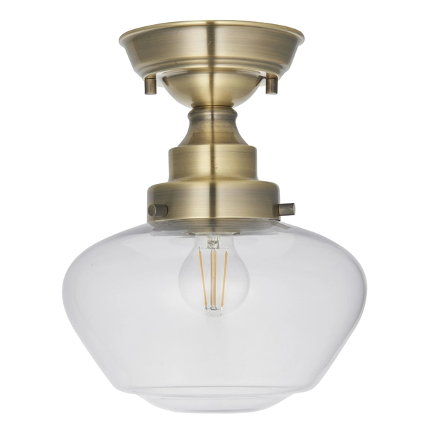 Lampa sufitowa vintage L&-197687 Light& szklany klosz mosiądz