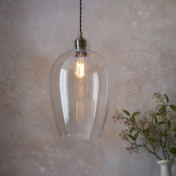 Lampa wisząca L&-1100658 Light& ze szklanym kloszem mosiądz