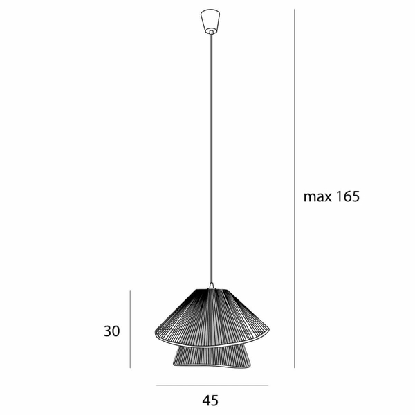 Zwisająca lampa boho Amalfi P0580 Maxlight sznurek japandi czarna