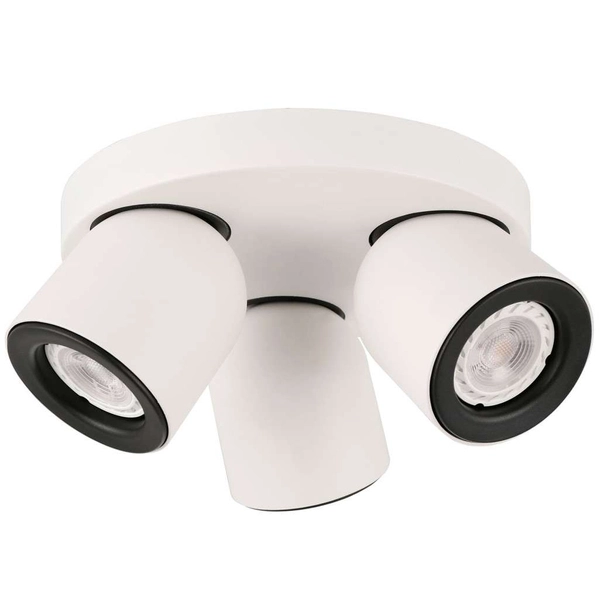 Sufitowa LAMPA plafon NUORA SPL-2855-3C-WH Italux okrągła OPRAWA metalowa regulowane reflektorki białe czarne