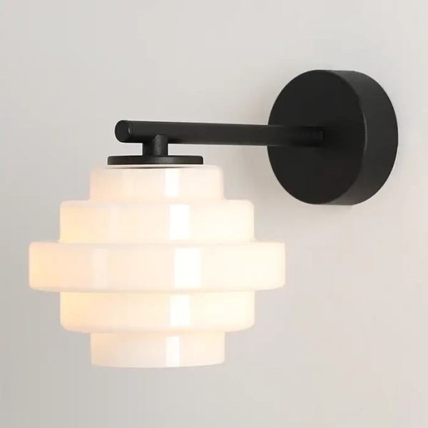 Szklana lampa ścienna FILO 9002C1 ryflowana biała czarna