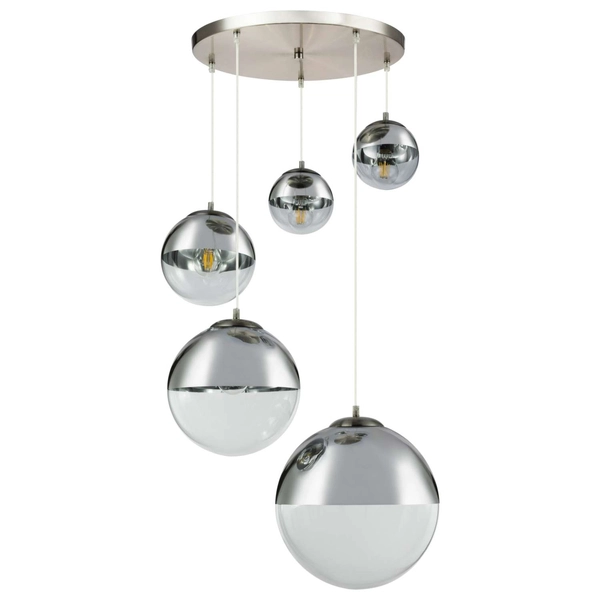 LAMPA wisząca VARUS 15851-5 Globo szklana OPRAWA zwis kaskada szklane kule balls chrom przezroczyste