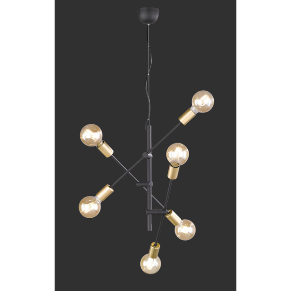 Loftowa lampa zwis CROSS 306700632 Trio regulowana do sypialni czarny złoty