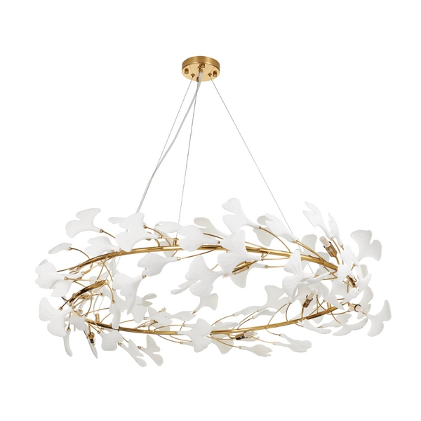 Ceramiczna lampa zwisowa Botanika XY080P-100 liście złota biała