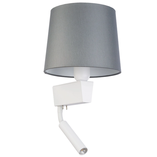 Abażurowa LAMPA ścienna CHILLIN 8215 Nowodvorski klasyczna OPRAWA kinkiet do czytania szary biały