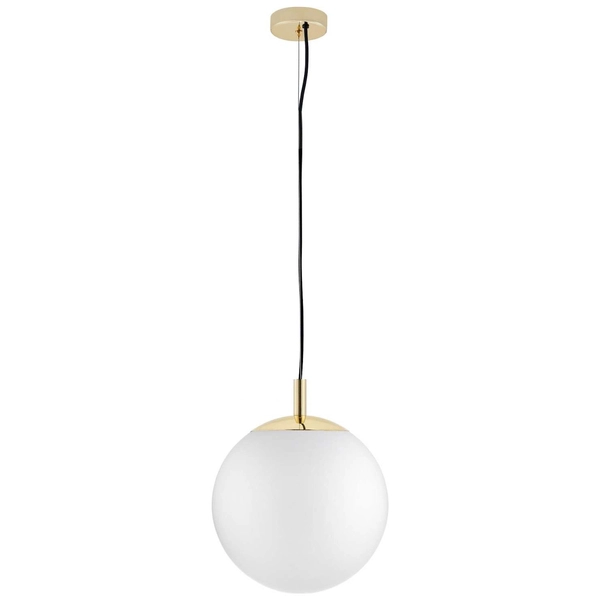 Wisząca LAMPA skandynawska ALUR 10727105 Kaspa kulista OPRAWA szklany ZWIS kula ball hygge złota biała