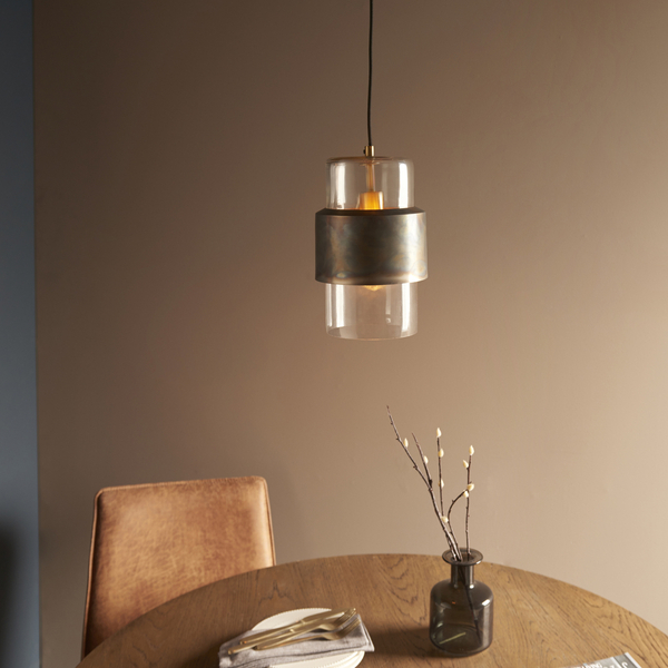 Industrialna lampa wisząca L&-190601 Light& tuba szklana brąz patyna