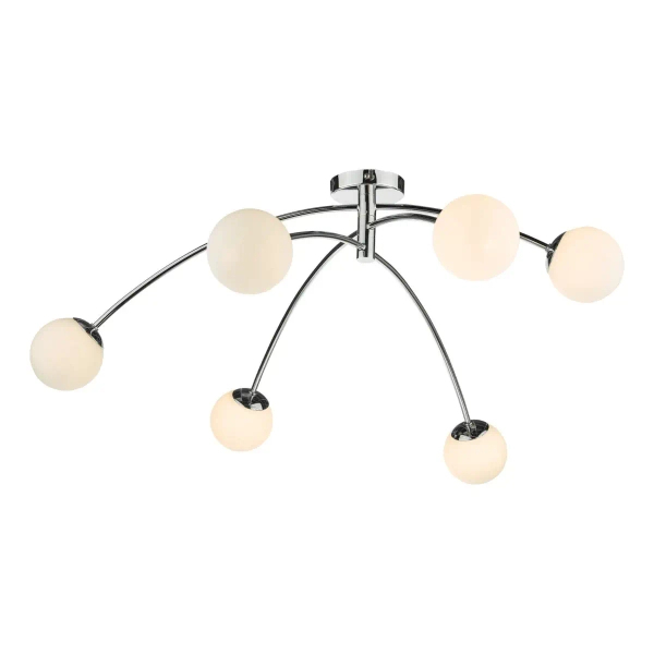 Molekułowa lampa sufitowa PUGLIA  chromowana szklana G9 6-punktowa do jadalni PUG6450