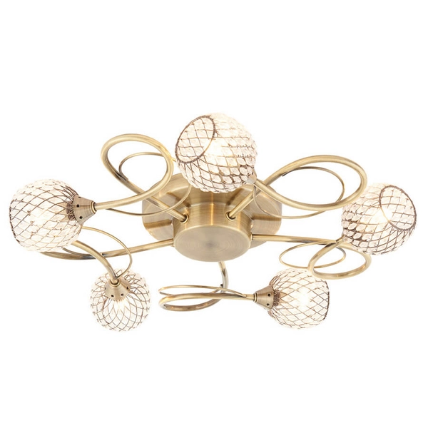 Szklana lampa sufitowa Aherne 73757 koraliki mosiądz przezroczysty