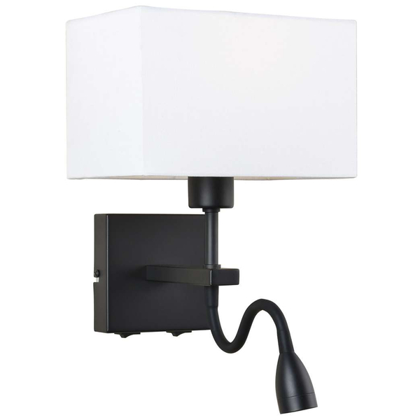 Abażurowa LAMPA ścienna NORTE WL-1122-2-BL-BM-RC-WH Italux klasyczna OPRAWA z peszlem LED 3W 3000K kinkiet czarny biały