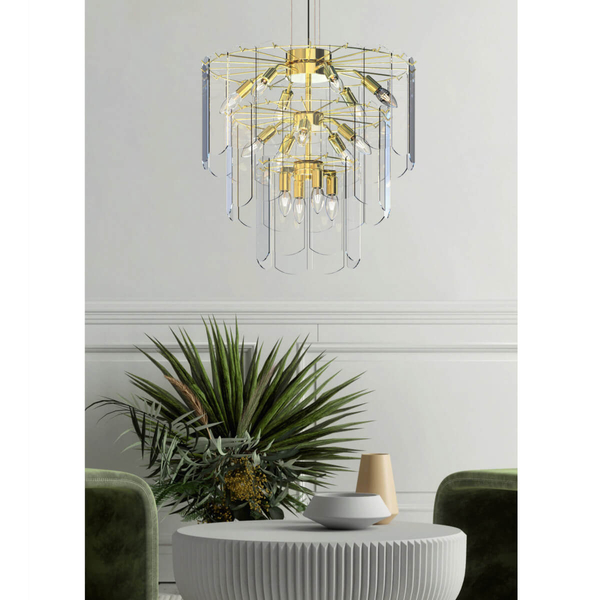 Lampa wisząca szkło Nira MD3523-14L-EGN Zumaline przezroczysty złoty