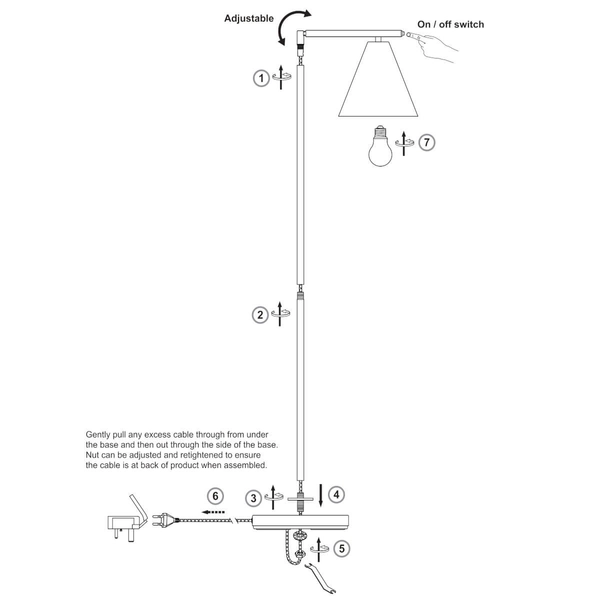 Regulowana lampa podłogowa 102369 Endon stożkowa do pokoju mosiądz