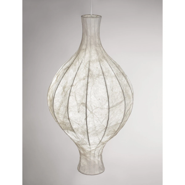 Jedwabna wisząca lampa NERELDO LE45308 japandi do salonu biała