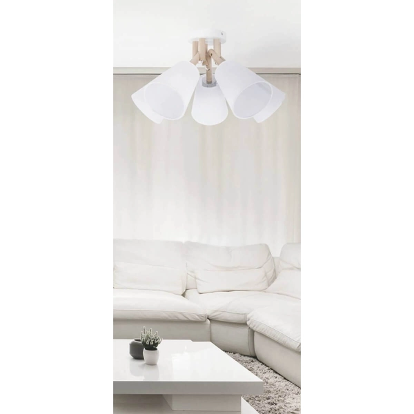Wielopunktowa lampa sufitowa Vaio 666 drewniana biała