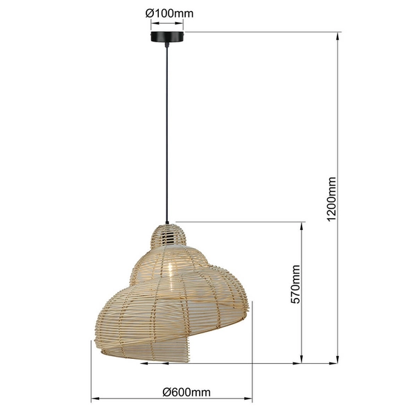 Wisząca lampa do sypialni Shella LP-1806/1P 60cm japandi drewniana beżowa