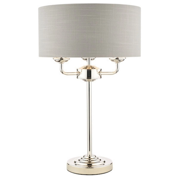 Stołowa lampa z abażurem Sorrento LA3718286-Q Laura Ashley szara nikiel